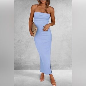 PRETTYGARDEN Women's Summer Bodycon Maxi Tube Dress Ribbed Strapless - Size S
